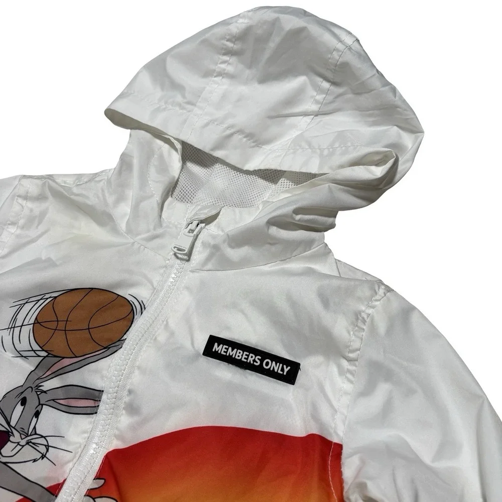 Members Only Space Jams New Legacy Hooded Windbreaker Jacket *Stained* Sz 6